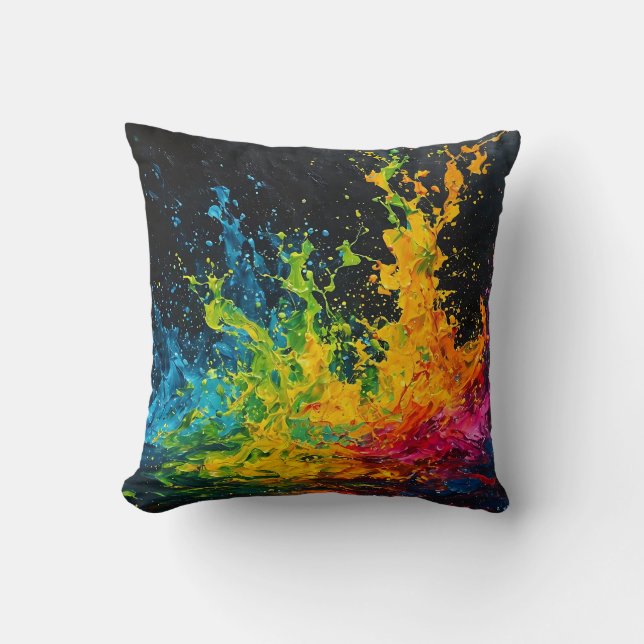 Coussin Peinture Colorée Éclaboussure (Recto)