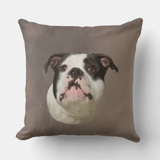 Coussin Peinture couleur d'eau Bulldog (Recto)