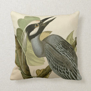Coussin Peinture couronnée par jaune vintage de héron de