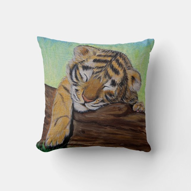 Coussin Peinture Cute Sleeping Tiger Cub (Recto)