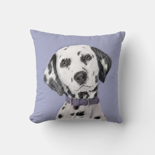 Coussin Peinture Dalmatienne - Beau art original de chien (Recto)