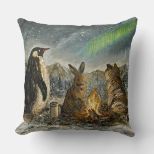 Coussin Peinture d'animaux auroraux fantaisistes persistan