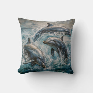 Coussin Peinture d'aquarelle des dauphins