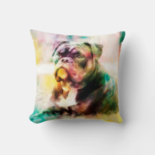 Coussin Peinture d'aquarelle personnalisée pour Bulldog