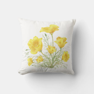 Coussin Peinture d'aquarelle verte jaune de la Californie