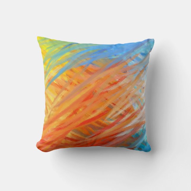 Coussin Peinture d'art Abstrait bleu orange 6 (Recto)