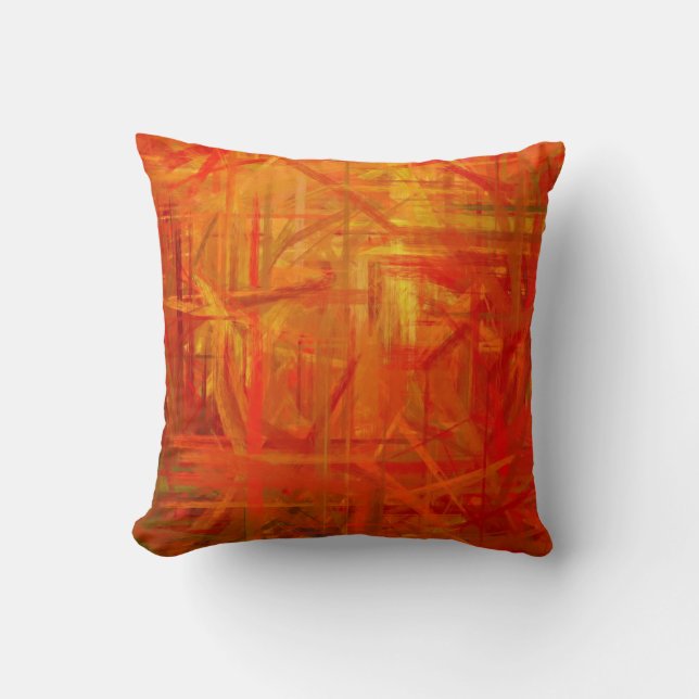 Coussin Peinture d'art Abstrait orange 2 (Recto)