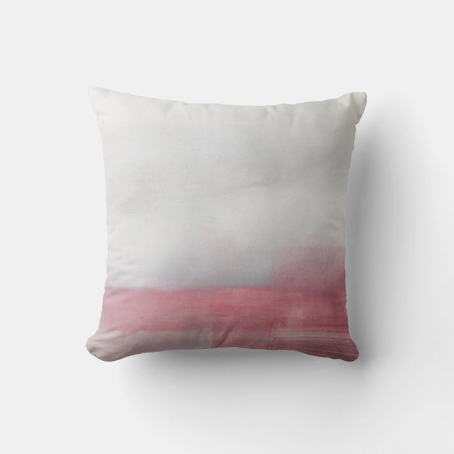 Coussin Peinture d'art Abstrait rose et gris. Art moderne (Recto)