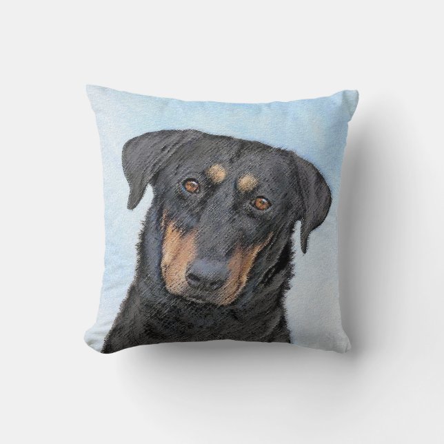 Coussin Peinture de Beauceron - Cute Original Chien Art (Recto)
