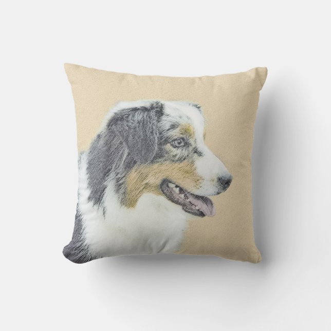 Coussin Peinture de berger australien - Art original de ch (Recto)