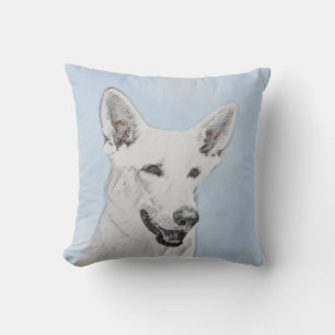 Coussin Peinture de berger blanc - jolie art original de c
