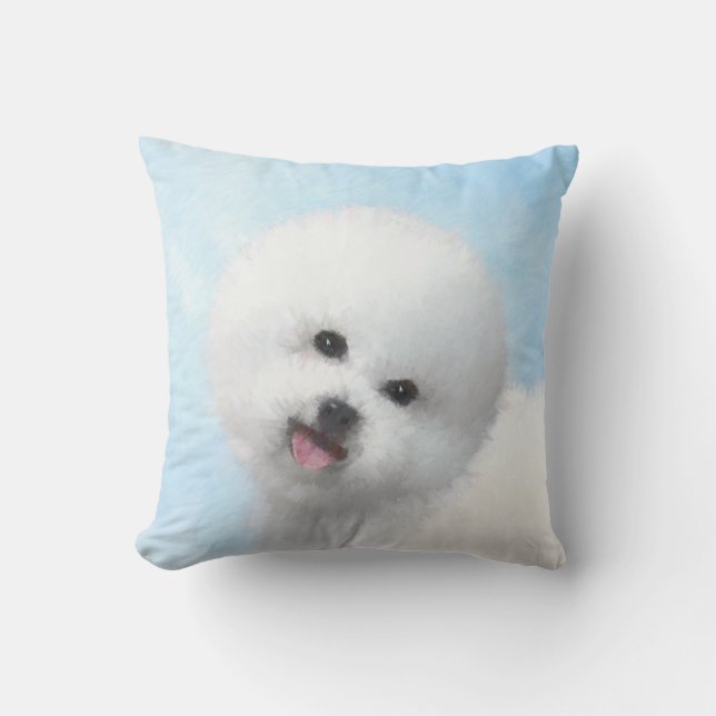 Coussin Peinture de Bichon Frise - Cute Original Dog Art (Recto)