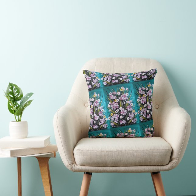 Coussin Peinture de bouquet printanier par Alfred Fox (Chaise)