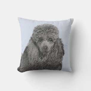 Coussin Peinture de caniche Miniature Jouet noir Art origi