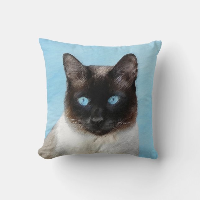 Coussin Peinture de chat siamois - Art original de chat mi (Recto)