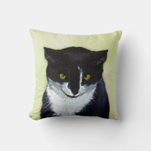 Coussin Peinture de chat Tuxedo - Cute Original Cat Art