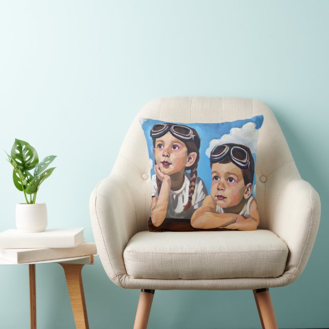 Coussin Peinture de Chérubin Moderne - Art Inspiré de Remb (Chaise)