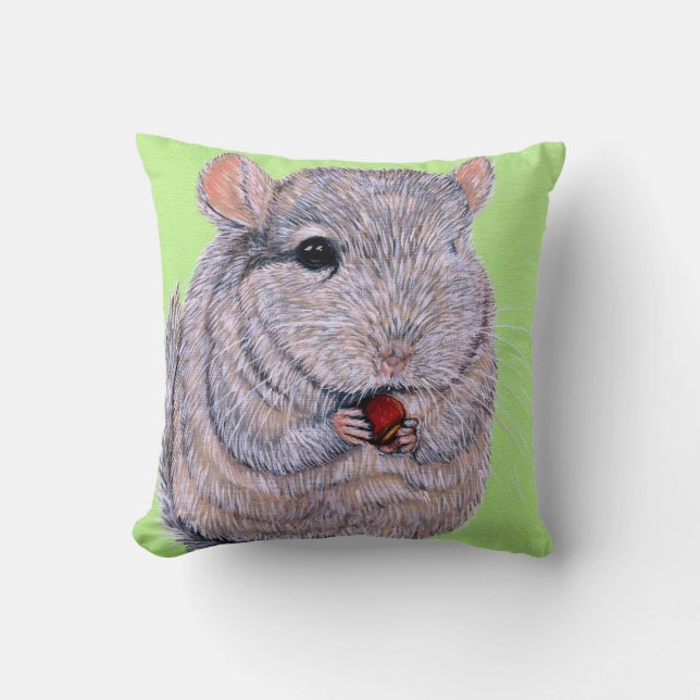 Coussin Peinture de Chinchilla à la poitrine molle (Recto)