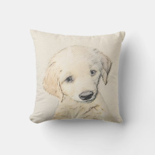 Coussin Peinture de chiot d'or Retriever - Art de chien or