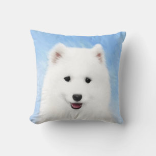 Coussin Peinture de chiot Samoyède - Art original de chien