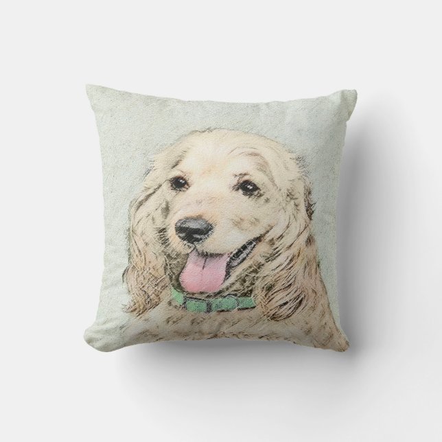 Coussin Peinture de Cocker Spaniel Buff - Art de chien ori (Recto)
