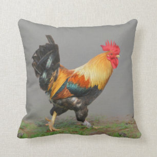 Coussin Peinture de coq colorée Décor de campagne