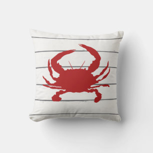 Coussin Peinture de crabe rouge Shiplap Coastal