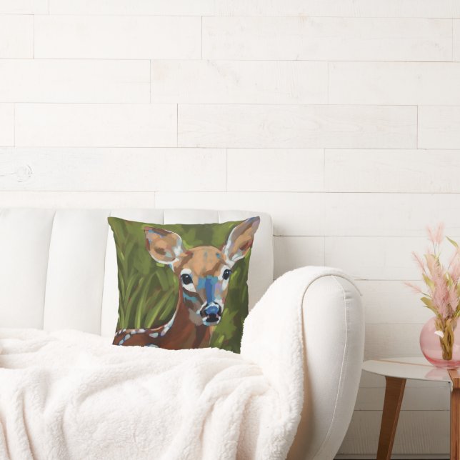 Coussin Peinture de Faon - Cadeau pour Amateur d'Animaux (Canapé)