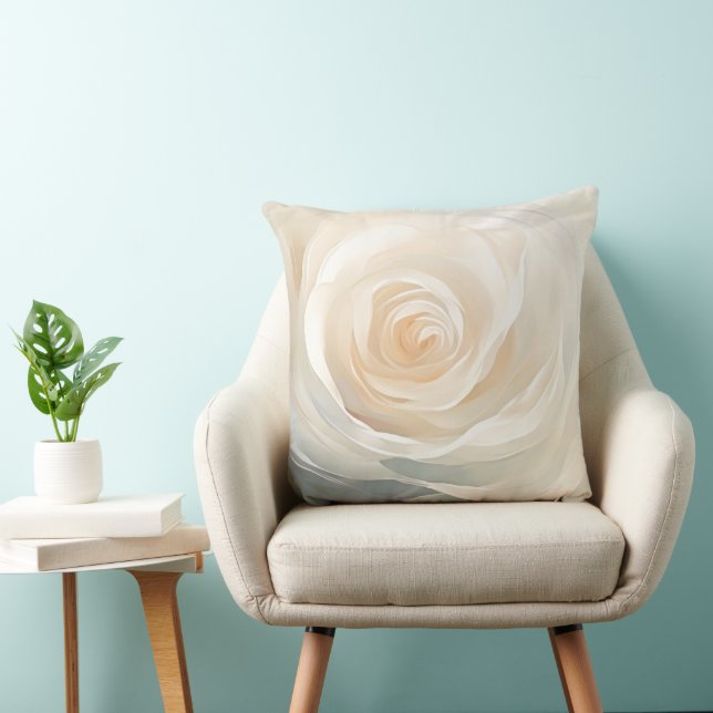 Coussin Peinture de fleurs abstraites de rose blanche (Chaise)