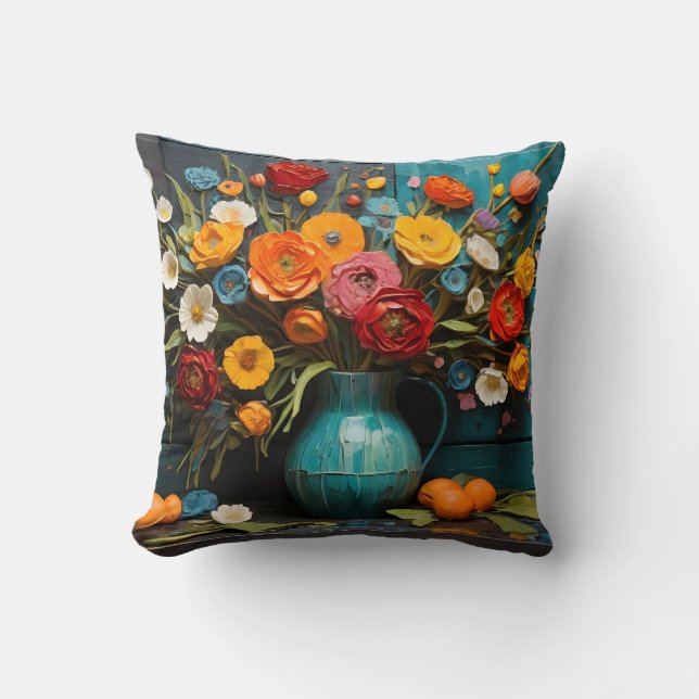 Coussin Peinture de fleurs de printemps vibrantes (Recto)