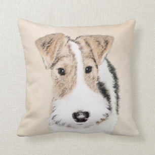 Coussin Peinture de Fox Terrier de fil - art original