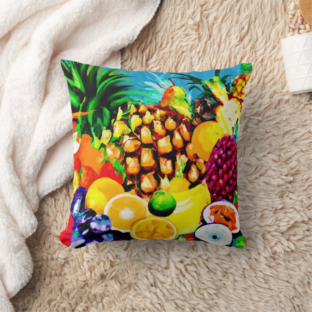 Coussin Peinture de fruits exotiques tropicaux. Commandez  (Couverture)