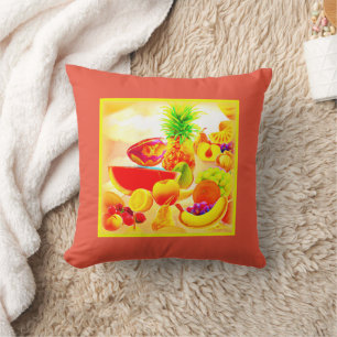 Coussin Peinture de fruits exotiques tropicaux. Commandez