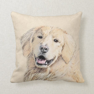 Coussin Peinture de Golden Retriever - Beau art original d