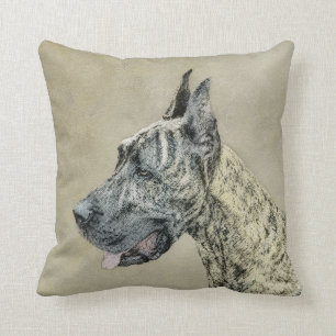 Coussin Peinture de Great Dane (Brindle) - Art original de
