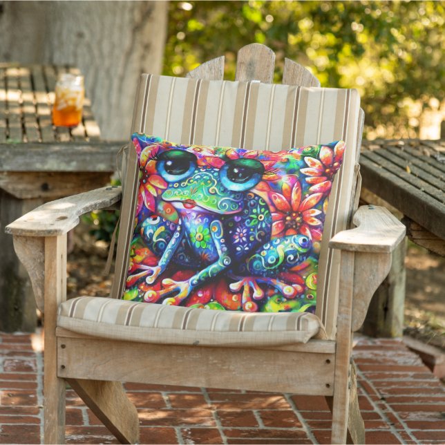 Coussin Peinture de grenouille florale impressionniste (Chaise)