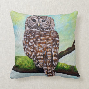 Coussin Peinture de hibou barré