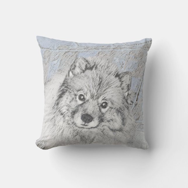 Coussin Peinture de Keeshond Beth - Cute Original Dog Art (Recto)