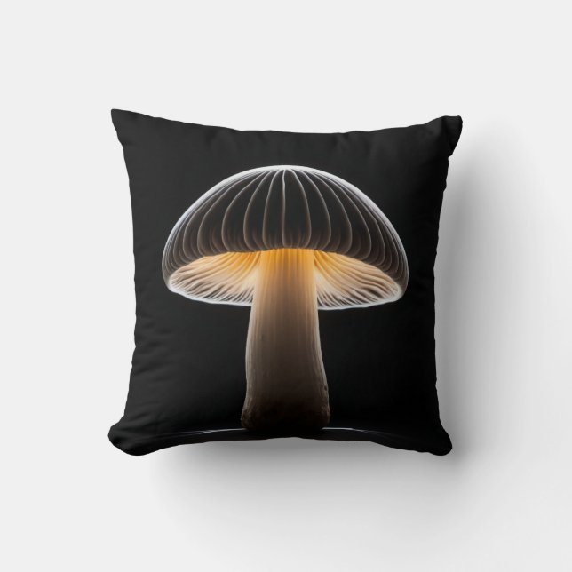 Coussin Peinture de la lumière du champignon : Noir minima (Recto)