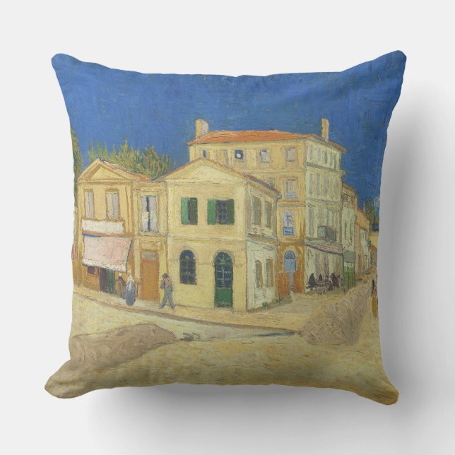Coussin Peinture de la Maison Jaune avec Ciel Bleu de Van  (Recto)