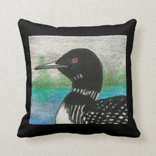 Coussin Peinture de l'aquarelle de Loon Northern Lake Bird