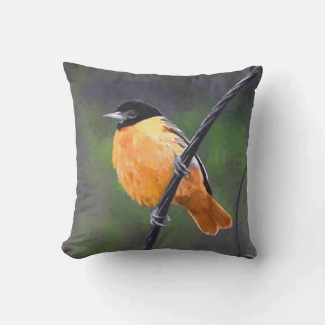 Coussin Peinture de loriot - art original d'oiseau (Recto)