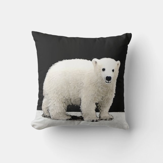 Coussin Peinture de l'ours polaire - Art original de la fa (Recto)