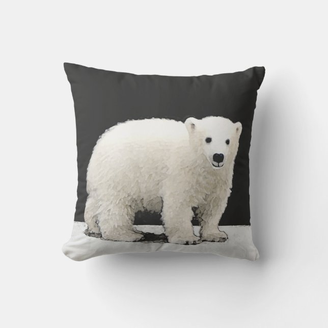 Coussin Peinture de l'ours polaire - Art original de la fa (Recto)