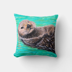 Coussin Peinture de loutre de mer
