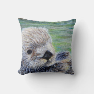 Coussin Peinture de loutre de mer