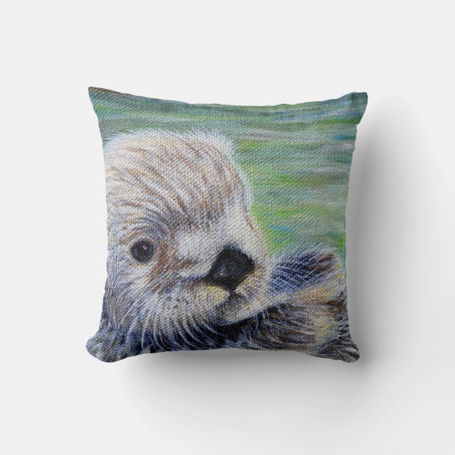 Coussin Peinture de loutre de mer (Recto)