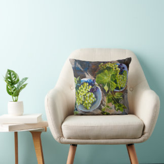 Coussin Peinture de nature morte de raisin vert