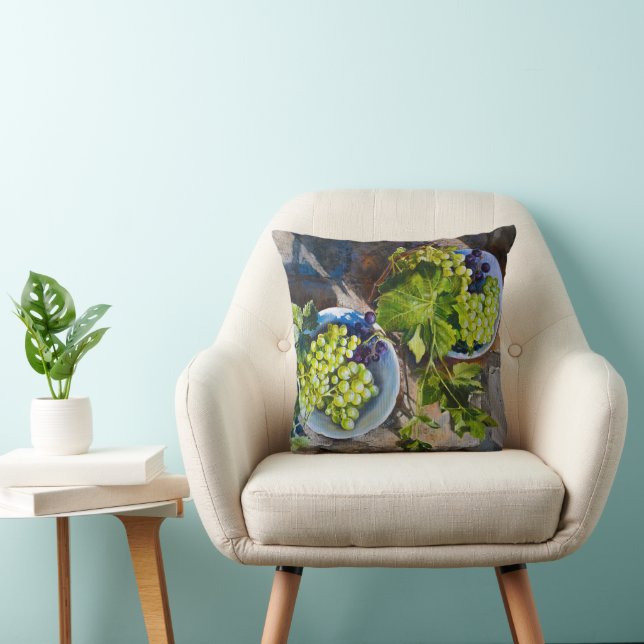 Coussin Peinture de nature morte de raisin vert (Chaise)