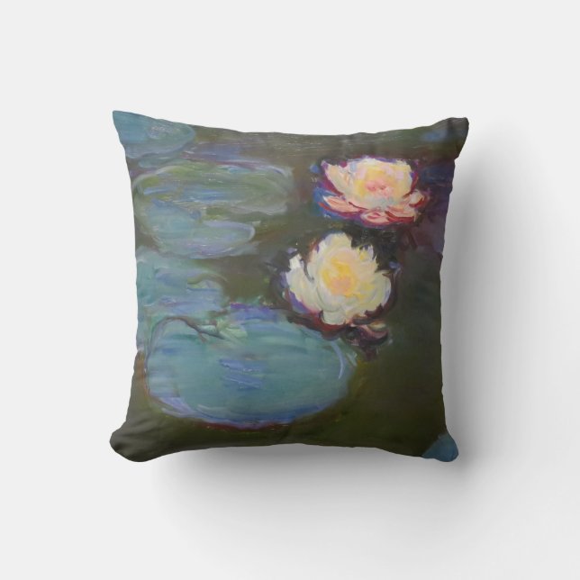 Coussin Peinture de nénuphars d'eau de Monet Étang de nénu (Recto)